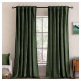 MIULEE Velvet Curtains 132 inches - Luxury Blackout Curtains for Bedroom Living Room Thermal Insulated Super Soft Window Drapes Rod Pocket & Back Tab, Olive Green, W52 x L132 inches, 2 Panels