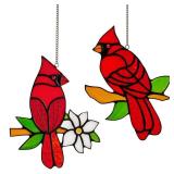 Calmpathz 2-Pack Handmade Cardinal Stained Glass Window Hanging Suncatchers â Memorial Gifts for Women, Bird Lover Gifts, Colorful Sun Catcher Window Decor with Suction Hooks, Ready to Gift