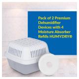HUMYDRY Moisture Absorber Dehumidifier for Home, Smart Pack of 2 Dehumidifiers of 15.9oz with 4 Refills, No Electricity, Reusable Moisture Absorbers for Bedroom, Kitchen, Safes, RV, Boat, Basements