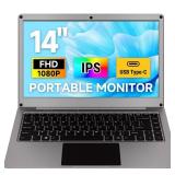ELECROW 14 Inch Portable Monitor with Keyboard, Lapdock 1080P FHD IPS Display with Built-in Battery, USB C External Computer Monitors Compatible with Raspberry Pi, Phone, Mini PC, Mac, Game Console