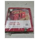 Large 128 Christmas Ornament Storage Box, Adjustable Compartment Dividers, Dual Zipper, Stackable Holiday Decorations Organizer with Lid, Xmas Durable Fabric Bin, Reinforced Handles Space-Saving (Red)