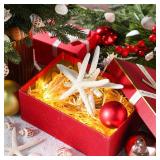 Demissle Natural Starfish Tree Topper Beach Christmas Tree Topper 6 Inch Starfish Treetop Decoration Coastal Christmas Holiday Decoration for Sea Beach Themed Xmas Home Decor