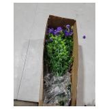 Grunyia 10 Bundles Artificial Fake Flowers, Faux Outdoor Plastic Plants UV Resistant Shrubs Outside Indoor Decorations (Blue-Eucalyptus)