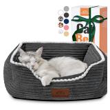 Cat Dog Bed for Pets, Rectangle Pet Bed Gift for Puppy and Kitten, Machine Washable Calming Fluffy Pet Couch Sofa for Indoor Outdoor, Portable Soft Cat Bed with Non-Slip Bottom (Small, Dark Grey)