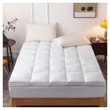 DROVAN Mattress Topper Full XL Size - Extra Thick Mattress Pad Cover - Pillow Top Deep Pocket with Breathable 7D Spiral Fiber Filling Cooling Mattress Cover