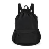 Valleycomfy Waterproof Drawstring Gym Backpack Bag for Men & Women,Sports Gym Bag with Side Pocket Black