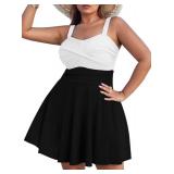 Sovoyontee Women Two Piece Plus Size Tankini Swimsuit with Bottom High Waisted Tummy Control Bathing Suit