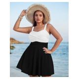 Sovoyontee Women Two Piece Plus Size Tankini Swimsuit with Bottom High Waisted Tummy Control Bathing Suit