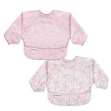 Tiny Twinkle Long Sleeve Bib for Babies & Toddlers | 2-Pack Waterproof Smock Bib for Eating | Machine Washable & Mess-Proof Feeding Essentials | Newborn Shower Gift (Toile,Bows, 6-24M)