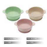PandaEar 3 Pack Baby Bowls with Suction| Stay Put Silicone Food Bowl for Babies Kids Toddlers Infants| Food Grade Soft Safe BPA-Free Silicone (Pink Green Light Tan)