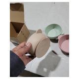 PandaEar 3 Pack Baby Bowls with Suction| Stay Put Silicone Food Bowl for Babies Kids Toddlers Infants| Food Grade Soft Safe BPA-Free Silicone (Pink Green Light Tan)