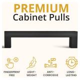 Mega Handles 12 pack  I Cabinet Pulls 5.5 Inch, Stainless Steel Cabinet Handle Pulls I Ideal for Kitchen Drawer, Cabinets, Door, Cupboard I Hardware for Cabinets - Hole Distance 5 Inch - Matte Black