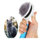 Self Cleaning Slicker Brush - Cat Brush Skin-Friendly Deshedding Grooming Massaging Tool for Long & Short Haired Pets, Cat Hair Brushes Easy Removes Undercoat for Dogs Cats Rabbits - UPGRADED, Blue