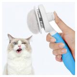 Self Cleaning Slicker Brush - Cat Brush Skin-Friendly Deshedding Grooming Massaging Tool for Long & Short Haired Pets, Cat Hair Brushes Easy Removes Undercoat for Dogs Cats Rabbits - UPGRADED, Blue