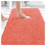 OLANLY Bathroom Rugs 30x20, Extra Soft Absorbent Chenille Bath Rugs, Rubber Backing Quick Dry, Machine Washable Bath Mats for Bathroom Floor, Tub and Shower, Home Decor Accessories, Coral