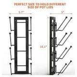 8 Layers of Adjustable Pot Lid Organizer Rack for Cabinet Door/Wall2Pack Lid Organizer Pots and Pans Holder for Kitchen Storage with No Drilling Adhesive 5.7 W(Black)