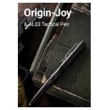Origin-Joy 2 Pack Tactical Pens Self Defense, Military EDC Glass Breaker Pen for Men and Police, Personal Survival Metal Pen with 8 Black G2 Refills (AL03-Black)