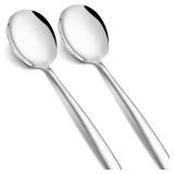 Extra Large Serving Spoons Set 11.7-Inch Silver Serving Utensils 18/8 Stainless Steel Big Metal Spoons for Buffet, Parties, Catering, Banquet - Dishwasher Safe (2-Pack, Silver)