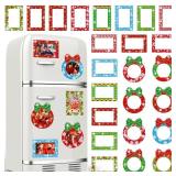 Relaxweex 24 Pcs Christmas Magnetic Picture Frames Diamond Painting Frames Magnetic Photo Frames for Home Office Fridge Ornaments Holiday Party Decor Refrigerator Decoration