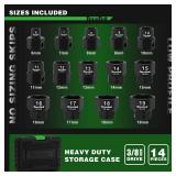 TecoTek 14-Piece 3/8-Inch Drive Metric Low Profile Impact Socket Set, Stubby Socket Set, 6mm-19mm, No Skips Sizes, 6 Point, Cr-Mo, Shorter Socket for Tight Areas