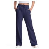 NUMYEAN Girls Sweatpants Straight Leg French Terry Joggers Baggy Sweatpants for Teen Girls Size 7-8Y Navy