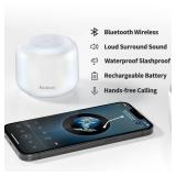 Bobtot Portable Bluetooth Speakers with Strap Easy to Carry, Wireless IPX5 Waterproof Mini Speaker with Loud Stereo Sound, 20 Hours Playtime, Rechargeable Battery, Built-in Microphone, White