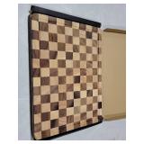 THETCHRY Cutting Boards for Kitchen, Checkered Cutting Board Upgraded, Acacia Wood Chopping Board with Juice Grooves & Handles, Large Butcher Block Serving Tray with Gift Box, 16.5\" x 11.6\" x 0.8\"