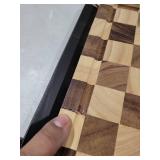 THETCHRY Cutting Boards for Kitchen, Checkered Cutting Board Upgraded, Acacia Wood Chopping Board with Juice Grooves & Handles, Large Butcher Block Serving Tray with Gift Box, 16.5\" x 11.6\" x 0.8\"