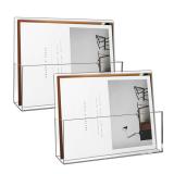 JUESHA 2 Pack Clear Acrylic File Holder Wall Mount Self Adhesive, Legal Size Hanging Paper Organizer, Wall Pocket File Holder Storage for Letter Folder Brochure Magazine Bookshelf Literature Display