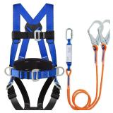 DIJJIG Safety Harness Fall Protection Kit Full Body Roofing Harnesses With Internal Shock Absorbing Lanyard, Blue Safety Harness For Construction OSHA/ANSI Compliant