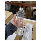 Epica Clear Glass Bottles with Lids, 18oz Resuable Glass Water Bottles for Juicing with Stainless Steel Cap to store Milk, Smoothie, etc., 100% Leak Proof, Durable and Dishwasher Safe (Set of 6)