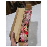 Hotop 8 Bundles Christmas Glitter Poinsettia Artificial Bushes 12.6 Inch Poinsettia Flowers Bushes Christmas Decorations Ornaments for Indoor Outdoor (Red and Gold)