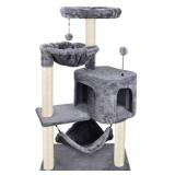 YUNIQUE Cat Tree with Cat Condo and Big Hammock, Grey