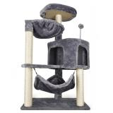 YUNIQUE Cat Tree with Cat Condo and Big Hammock, Grey