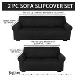 Peryiter 2 Pcs Sofa Covers Loveseat Couches Covers for Living Room Slipcover Set Furniture Protector for Couch Arm Chair, Form Fit Stretch, Wrinkle Proof(Black, Milk Silk)