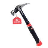 Meiwaltee 20 oz Heavy Duty One-piece Forged Hammer, Straight Claw Hammer with Magnetic Nail Holder, Rip Claw Hammer with Milled Face & Shock-Absorbing Reduction Grip