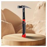 Meiwaltee 20 oz Heavy Duty One-piece Forged Hammer, Straight Claw Hammer with Magnetic Nail Holder, Rip Claw Hammer with Milled Face & Shock-Absorbing Reduction Grip