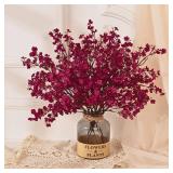 Yastouay Fake Fall Flowers Real Touch Silk Flowers, 15Pcs Fall Burgundy Artificial Flowers for Decorations, Babys Breath Artificial Flowers Bulk for Thanksgiving Fall Decor Floral Arrangement