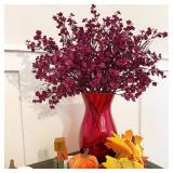 Yastouay Fake Fall Flowers Real Touch Silk Flowers, 15Pcs Fall Burgundy Artificial Flowers for Decorations, Babys Breath Artificial Flowers Bulk for Thanksgiving Fall Decor Floral Arrangement