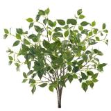 Artificial Plants Greenery Eucalyptus Stems Branches Plant for Home Decor Faux Rustic Ficus Leaf Floral for Indoor Table Bathroom Bedroom Kitchen Decoration,Real Plastic Eucalytus Wedding Dcor 6PCS)