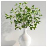 Artificial Plants Greenery Eucalyptus Stems Branches Plant for Home Decor Faux Rustic Ficus Leaf Floral for Indoor Table Bathroom Bedroom Kitchen Decoration,Real Plastic Eucalytus Wedding Dcor 6PCS)