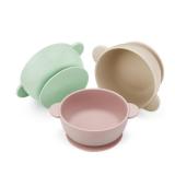 PandaEar 3 Pack Baby Bowls with Suction| Stay Put Silicone Food Bowl for Babies Kids Toddlers Infants| Food Grade Soft Safe BPA-Free Silicone (Pink Green Light Tan)