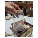 umsa kitchen Glass Cups with Lids and Straws, 16 Oz - Set of 2 Reusable Iced Cold Coffee Tumblers - Clear Glass Bottle for Water with Bamboo Lids