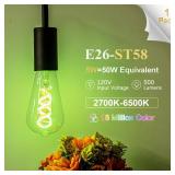 DiCUNO Smart Edison Bulb ST19, Color Changing WiFi Smart Light Bulb, 2700K-6500K Tunable via App, ST58 Edison Bulb, Compatible with Alexa & Google Home, 5W (50 Watt Equivalent), 500lm, 1-Pack