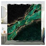 GCIREC Black Green Marble Shower Curtain, Modern Luxury Black Gold Veins Exotic Moroccan Green Malachite Glitter Marble Bathroom Curtain Bathtub Decor Waterproof Fabric Machine Washable