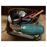 VINTAGE PORCELINE LADELS, PANS, MIXER,GRINDER.......................DR