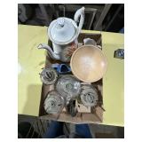 KEROSENE LAMPS/WOOD BOWLS, DRIPOLATOR COFFEE POT