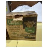 COLEMAN SPORTSTER STOVE/ PROPANE LIGHT/SHADE..............GAR