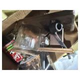 Antique lunch pail, thermos, vintage pipes, tobacco cans -- GAR
