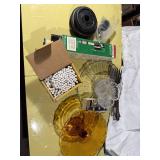 Metal barbell, glassware, chalk - GAR